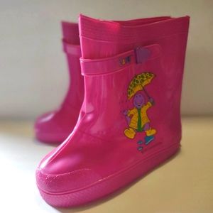 Vintage 1993 PBS Barney the Purple Dinosaur, Purple Rain Boots size 11/12